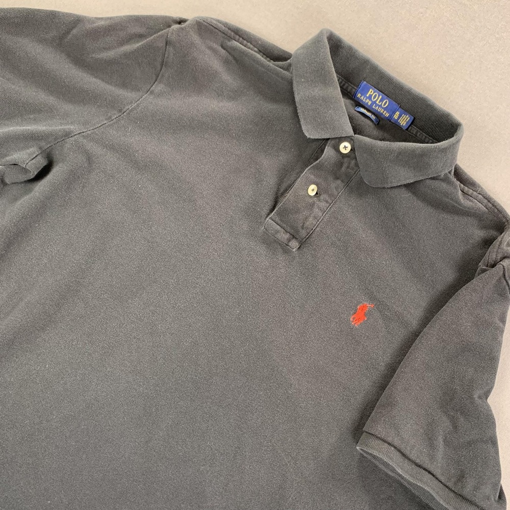 Polo Ralph Lauren Polo Shirt Mens Extra Large Black Classic‎ Fit Red Pony Pique